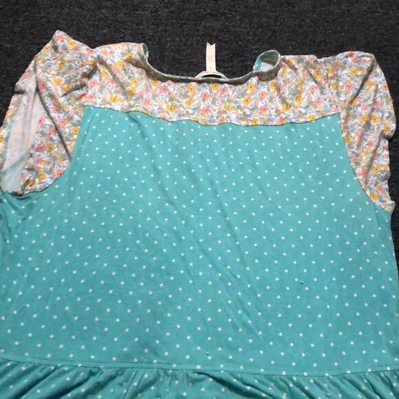Matilda Jane Free To Be Green Mixed Print Peplum Style Short Sleeve Top Large - Picture 7 of 7